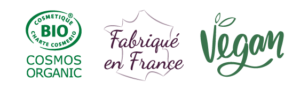 Logo label cosmos fabriqué en france et vegan