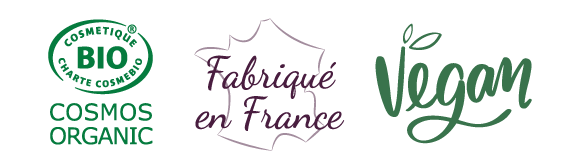 Logo label cosmos fabriqué en france et vegan